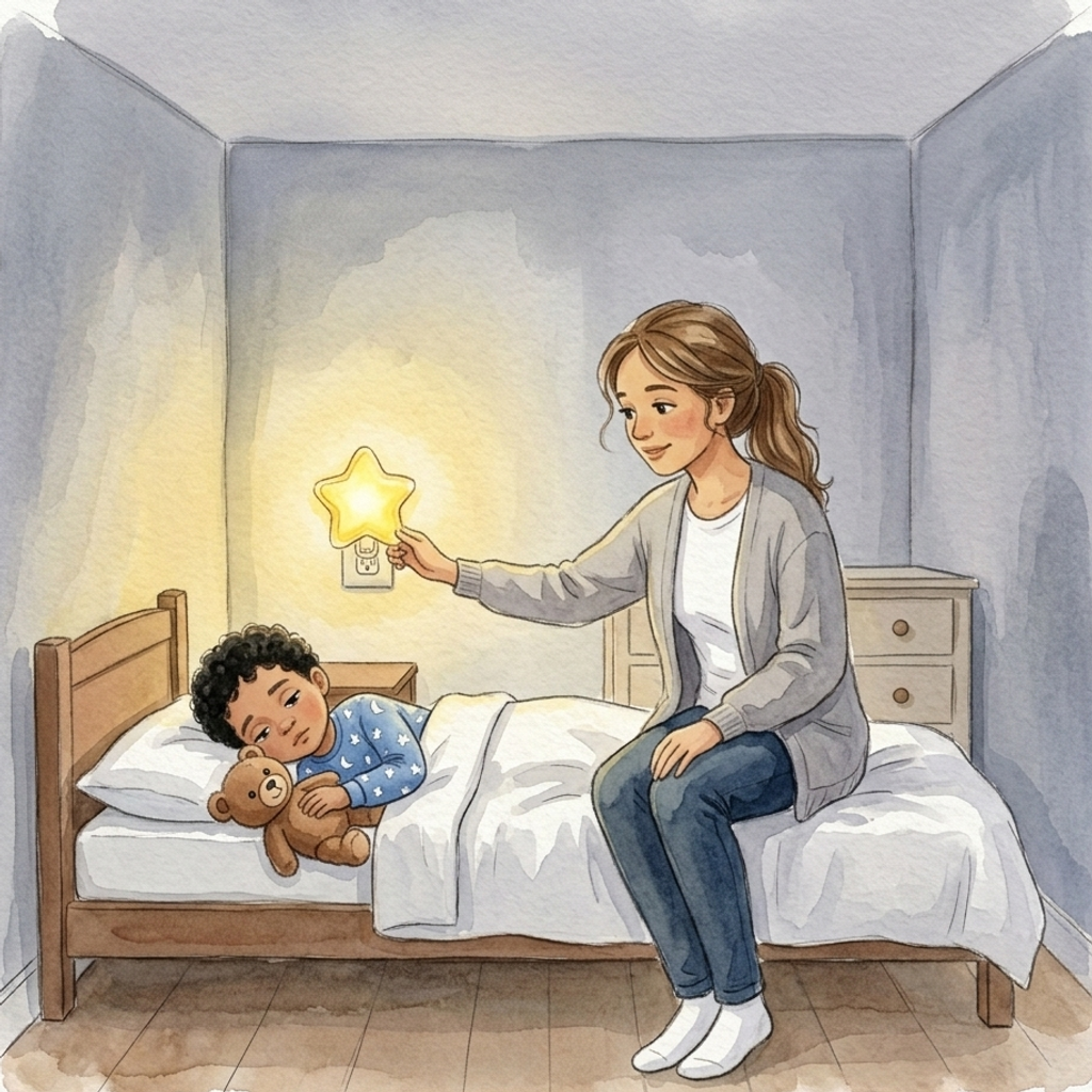 Watercolor sample page from Theoโs Cozy Bedtime: page 5